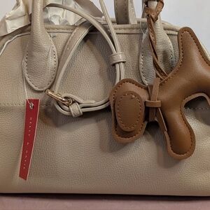 Kelly & Katie Taupe Satchel with Brown Accent